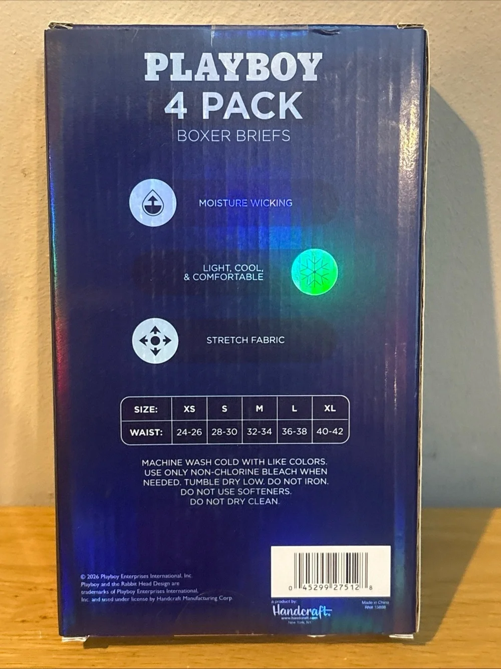 Playboy Men's Performance Moisture Wicking Stretch Boxer Briefs 4-Pack Large New